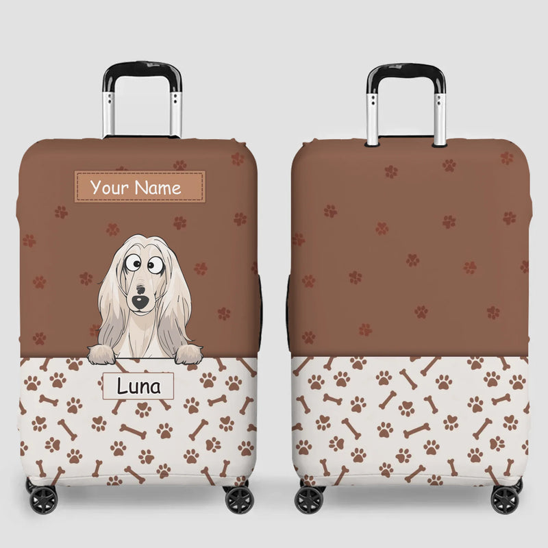 Paw Parade Dog Luggage Cover – Custom Name & Playful Pup Illustration - 89Prints
