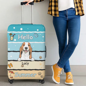 Beach Hello Pup Luggage Cover - Unique Dog Art with Custom Name - 89Prints
