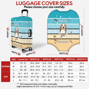 Beach Hello Pup Luggage Cover - Unique Dog Art with Custom Name - 89Prints