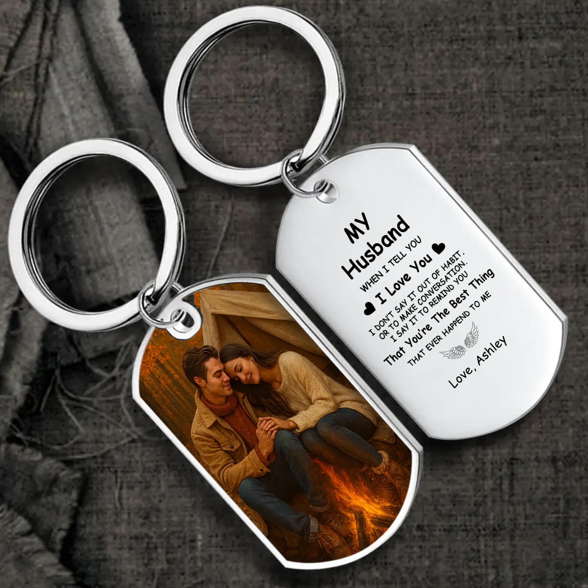 When I Say I Love You Couple Keychain - Individualized Photo & Romantic Love Message Gift - 89Prints