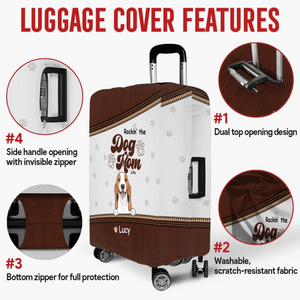 Rockin’ Dog Mom Travel Luggage Cover – Personalized Dog Art with Custom Names - 89Prints