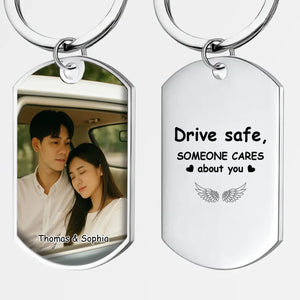 One-of-a-Kind Photo Keychain for Couples - Custom Name Engraved Drive Safe Keychain - 89Prints