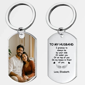 Forever By Your Side Couple Keychain - Bespoke Photo & Name Engraved Keyring - Anniversary Gift - 89Prints
