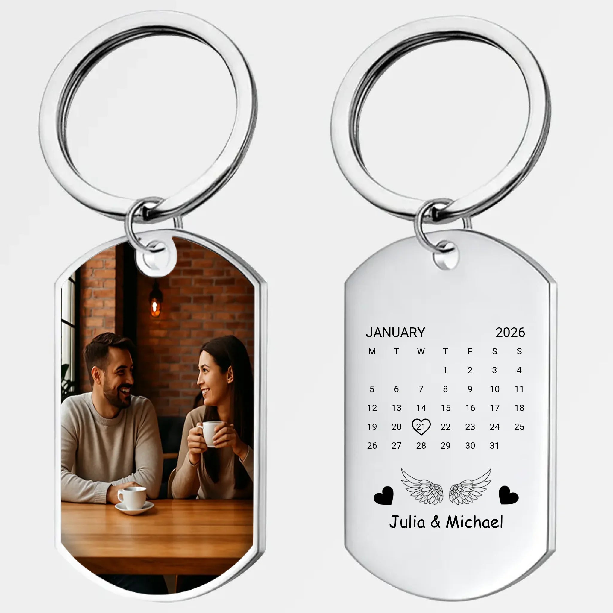 Our Special Date Couple Keychain – Custom Calendar Marked Photo Keepsake for Two – 89Prints