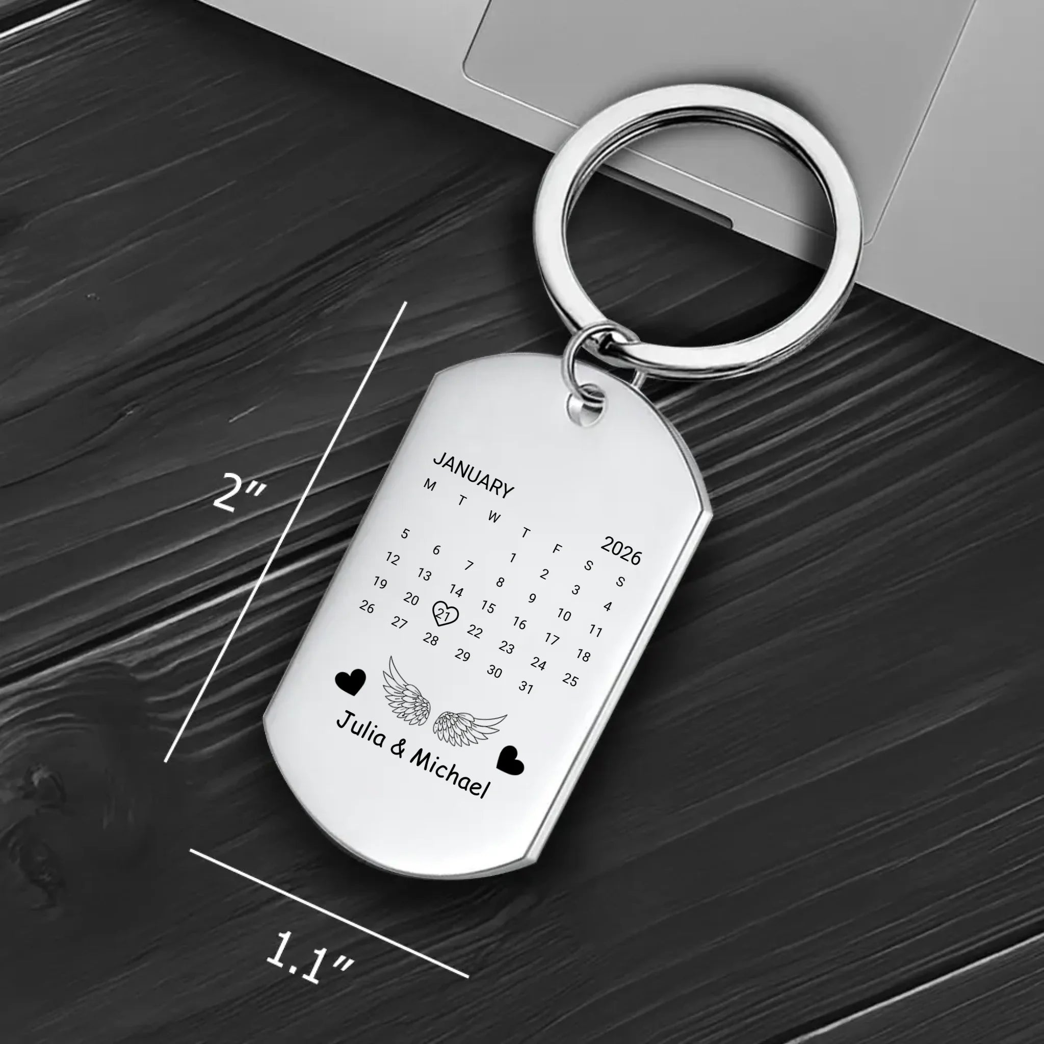 Our Special Date Couple Keychain – Custom Calendar Marked Photo Keepsake for Two – 89Prints