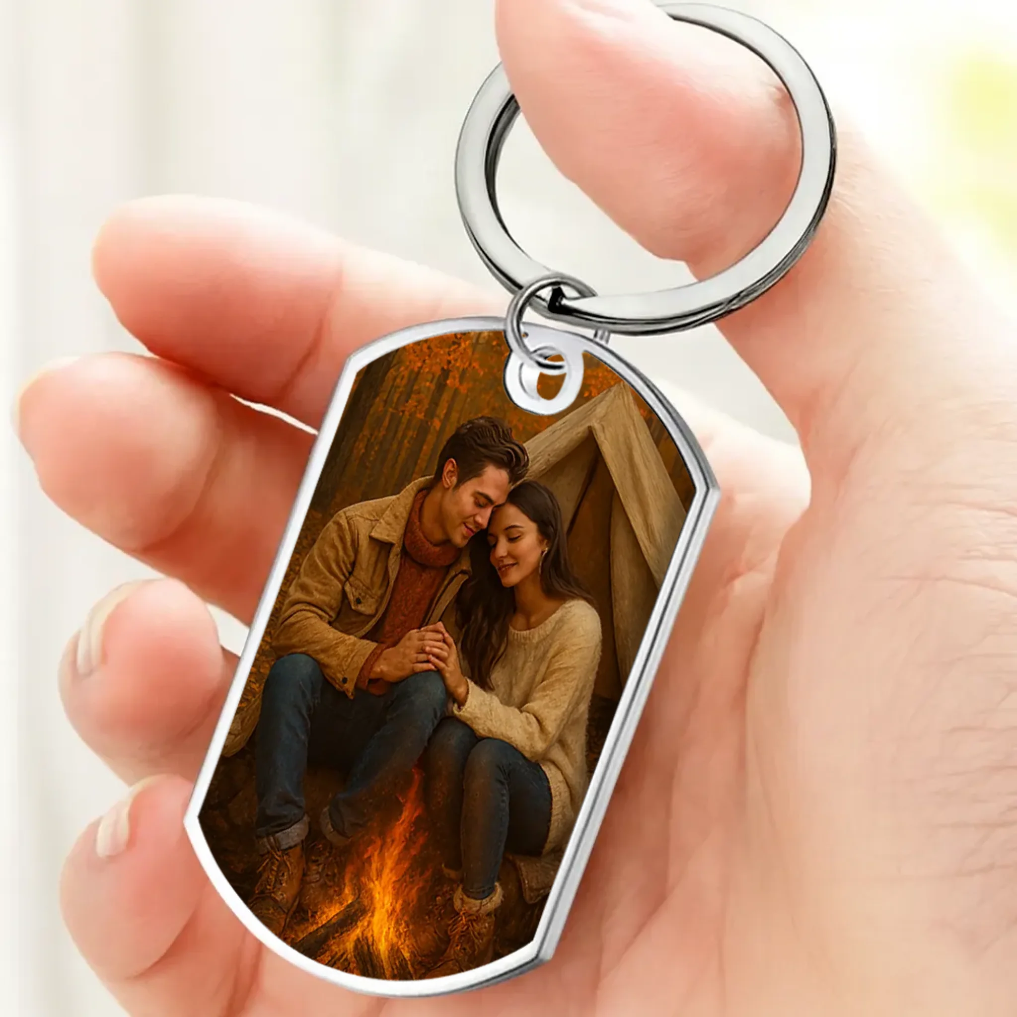 Forever Ours Date Keychain – Photo & Anniversary Name Engraved Couple Keepsake - 89Prints