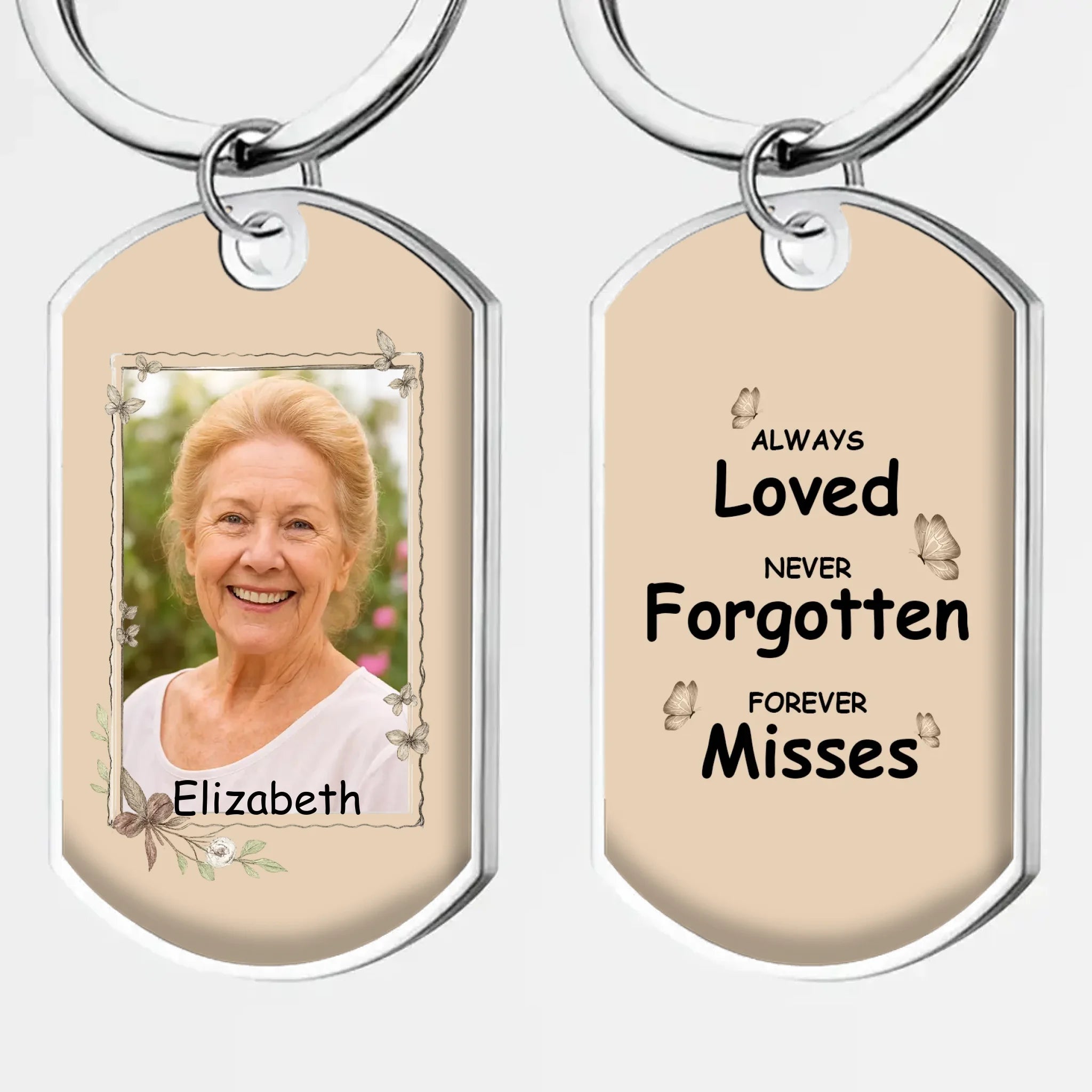 Never Forgotten Grandma Memorial Keychain - Heartfelt Remembrance Gift - Custom Name & Photo - 89Prints