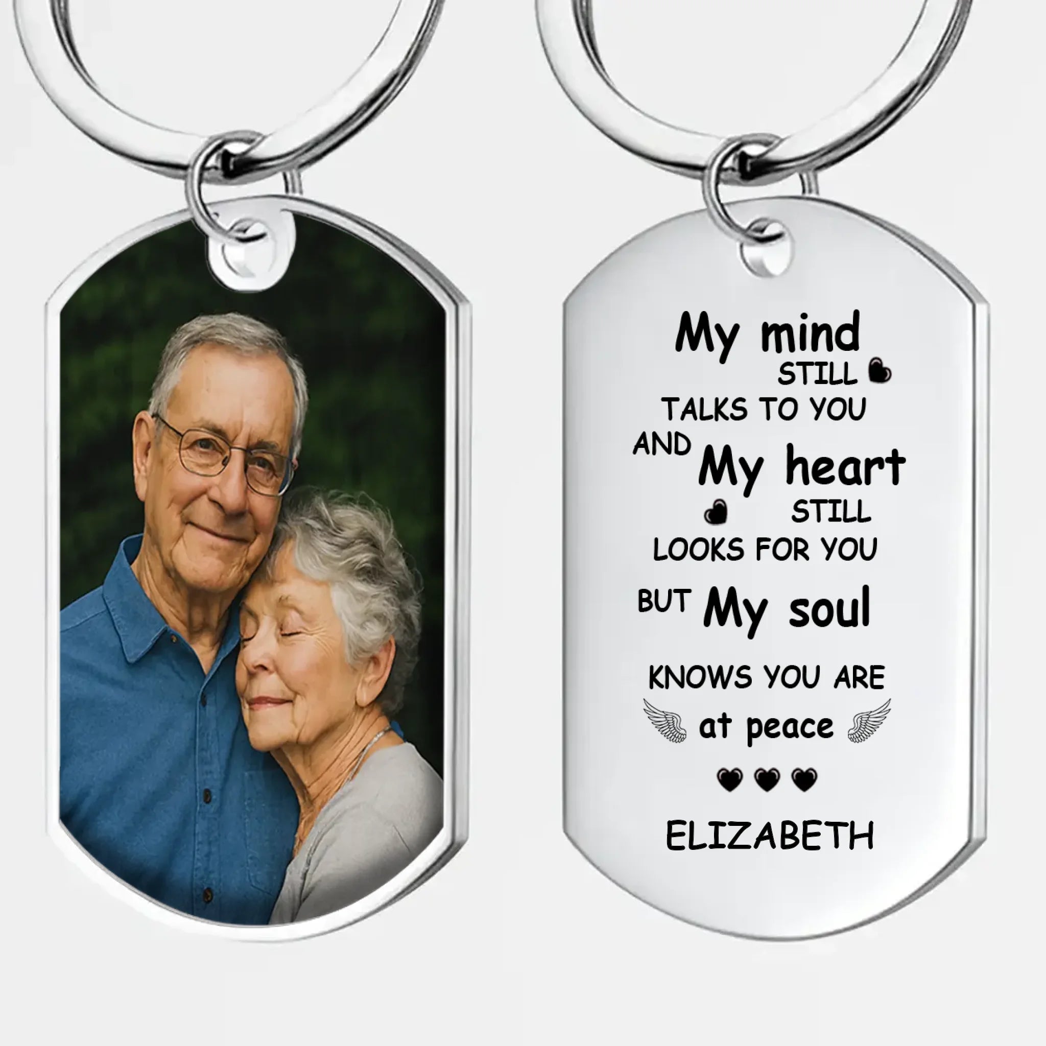 Always in Our Hearts Grandparents Memorial Keychain - Photo-Based Design with Engraved Name - 89Prints