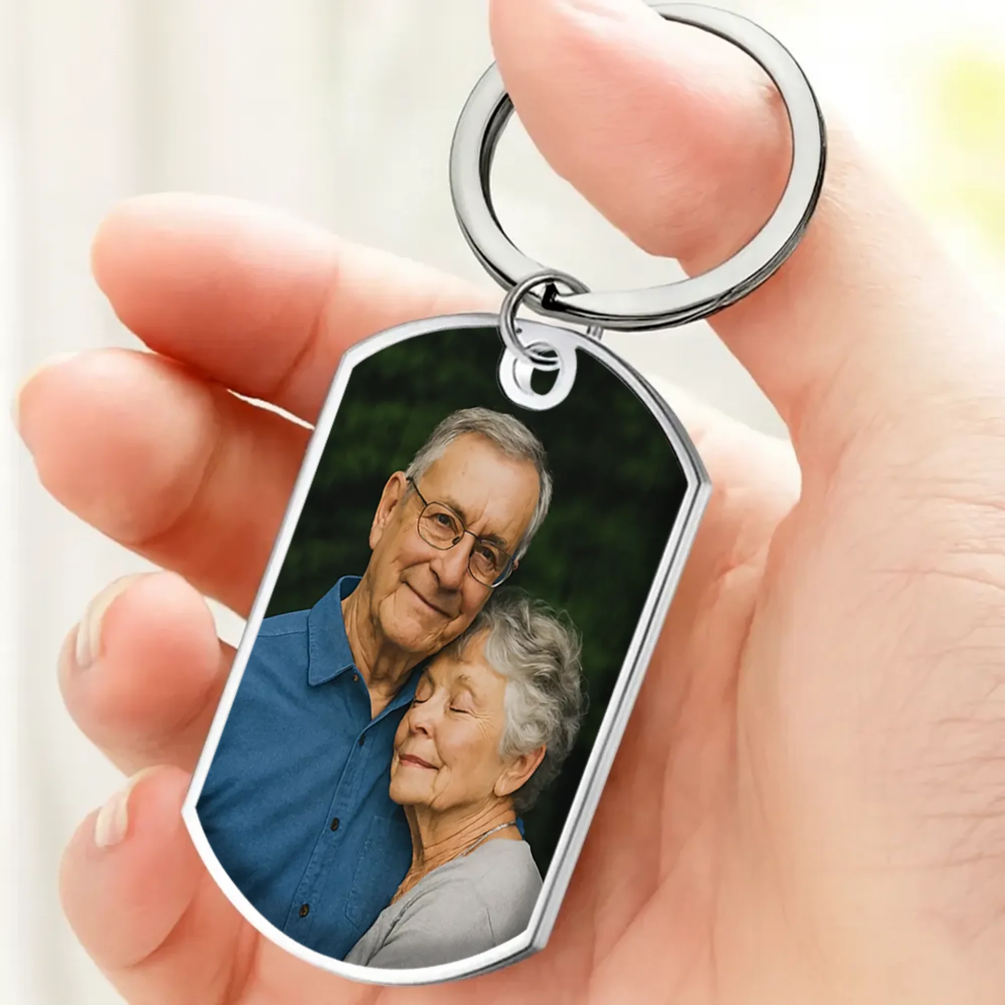 Always in Our Hearts Grandparents Memorial Keychain - Photo-Based Design with Engraved Name - 89Prints