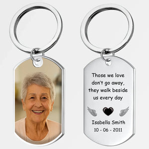 Walk Beside Us Forever Memorial Keychain – Individualized Photo & Name Remembrance Keepsake - 89Prints