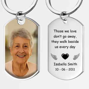 Walk Beside Us Forever Memorial Keychain – Individualized Photo & Name Remembrance Keepsake - 89Prints