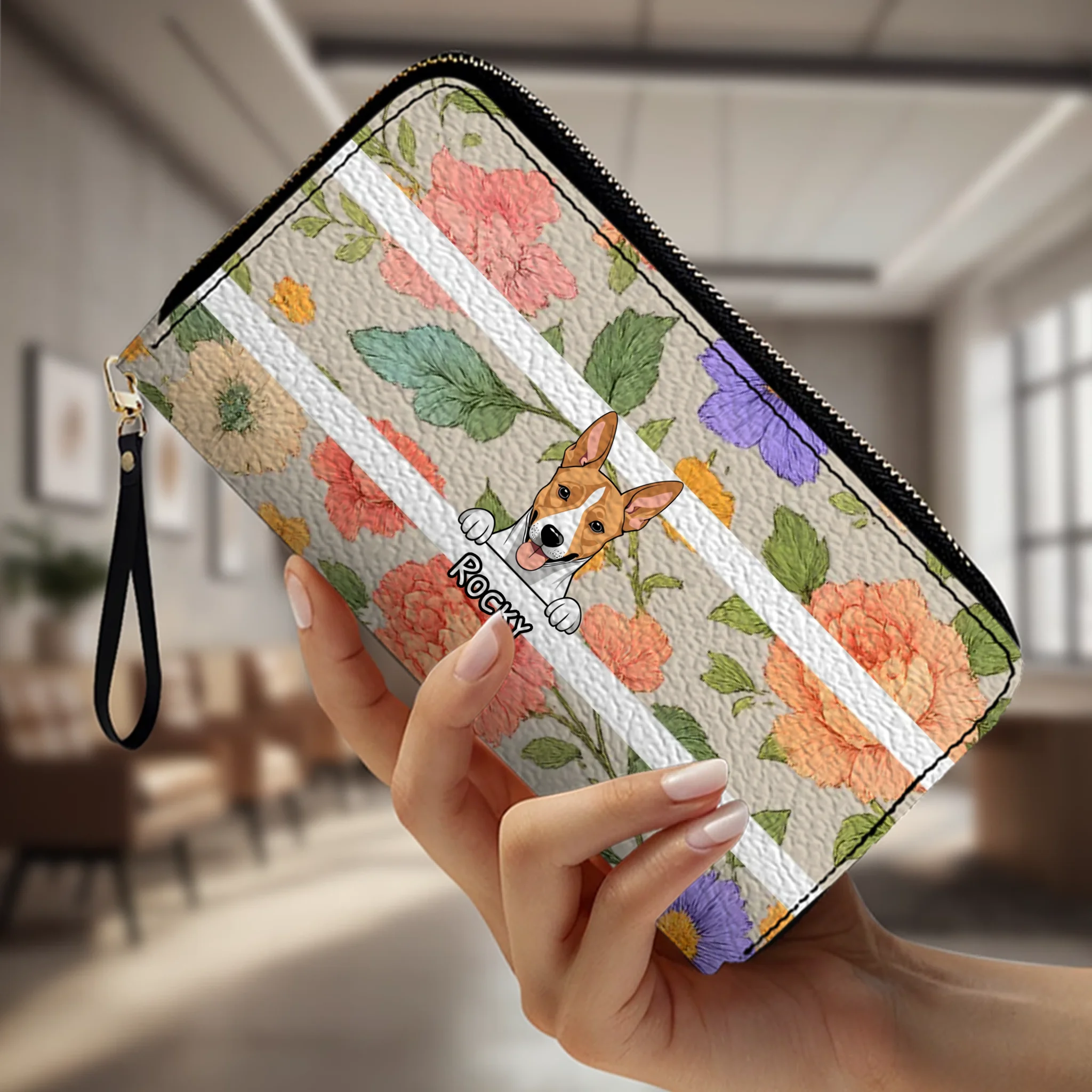 The Chic Floral Print Personalized Pet Wallet - Spring Custom Gift for Her - 89Prints