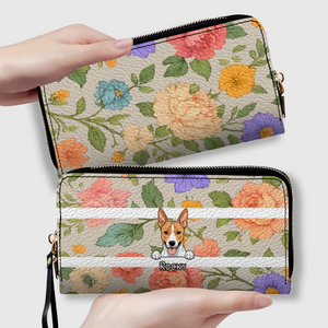 The Chic Floral Print Personalized Pet Wallet - Spring Custom Gift for Her - 89Prints