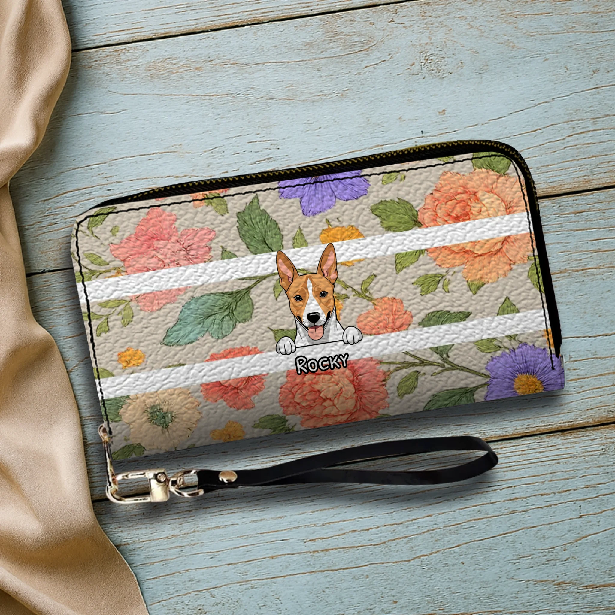 The Chic Floral Print Personalized Pet Wallet - Spring Custom Gift for Her - 89Prints