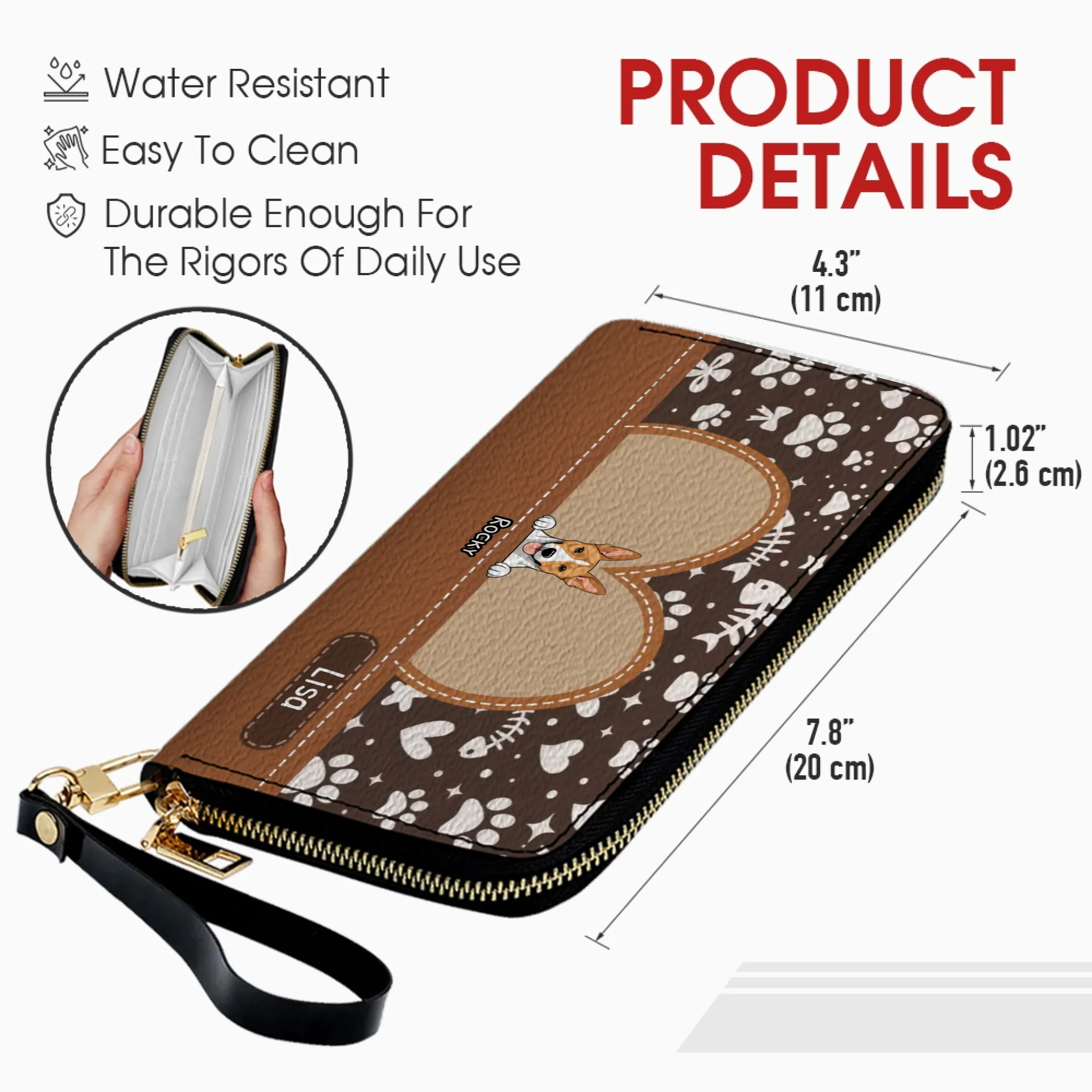 The Heart Frame Personalized Wallet - Personalized Dog & Cat Wallet | 89Prints