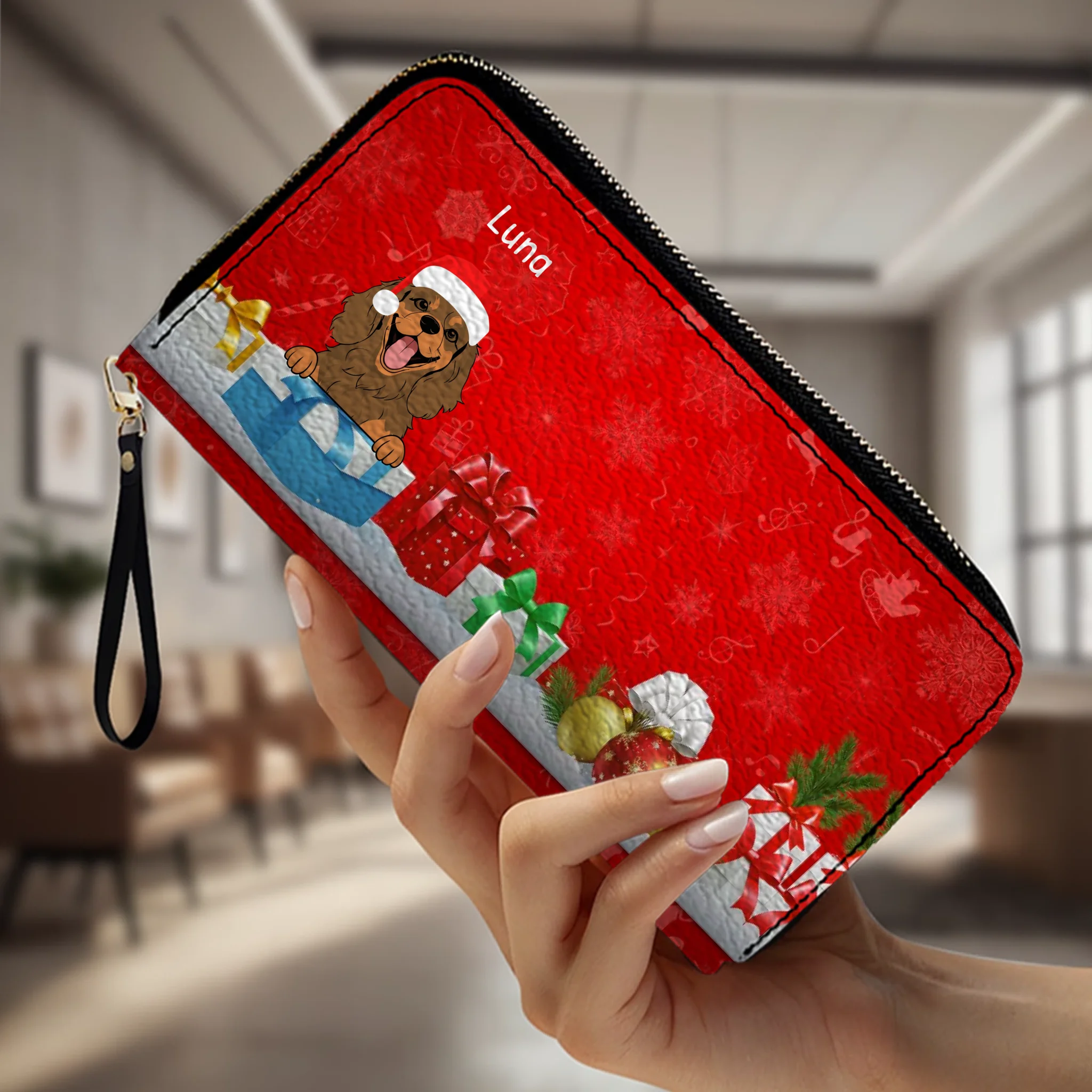 Festive Leather Wallet – Cute Personalized Christmas Gift for Pet Lovers | 89Prints