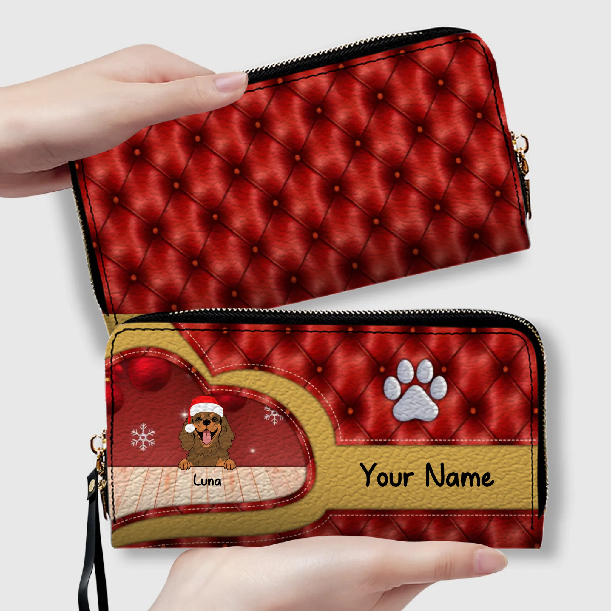 Cozy Christmas Leather Wallet – Custom Gift | 89Prints