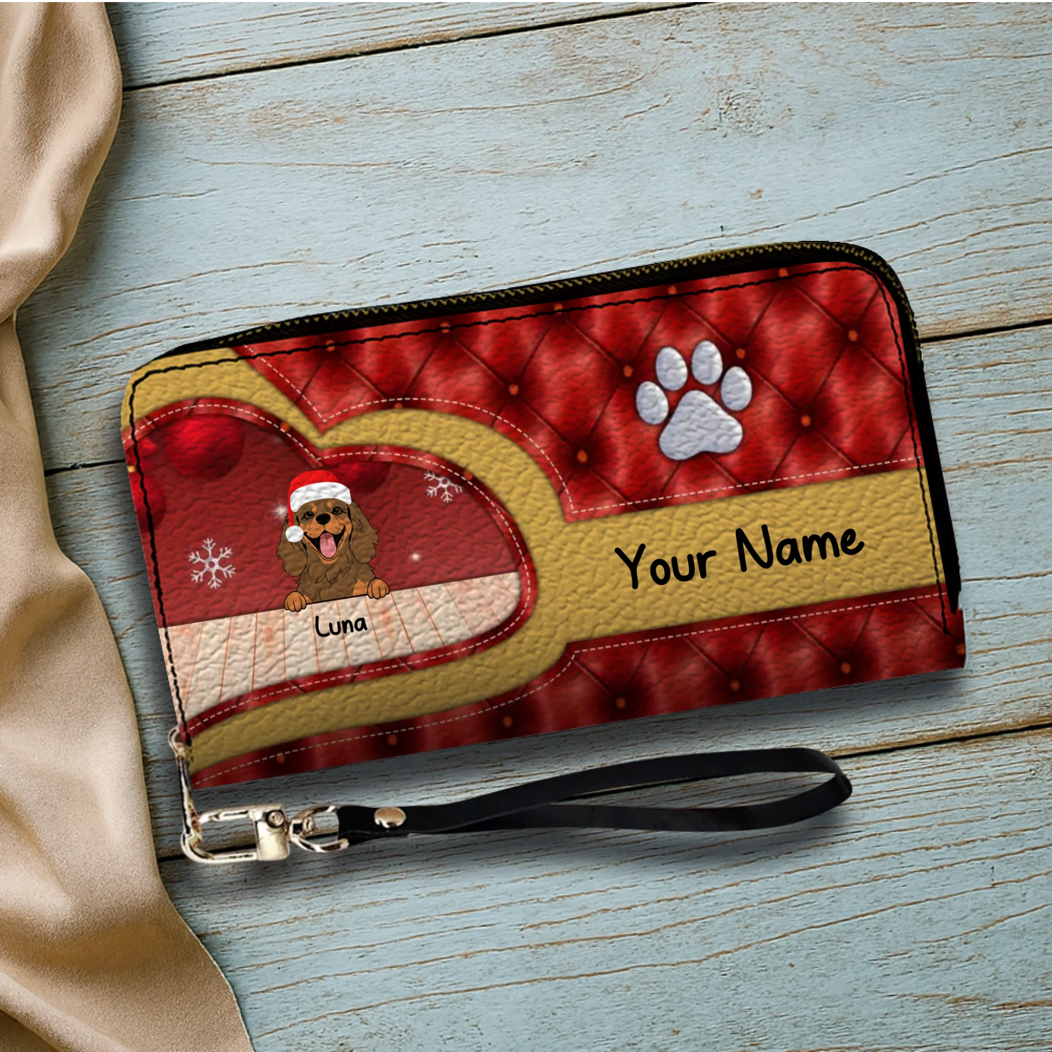 Cozy Christmas Leather Wallet – Custom Gift | 89Prints