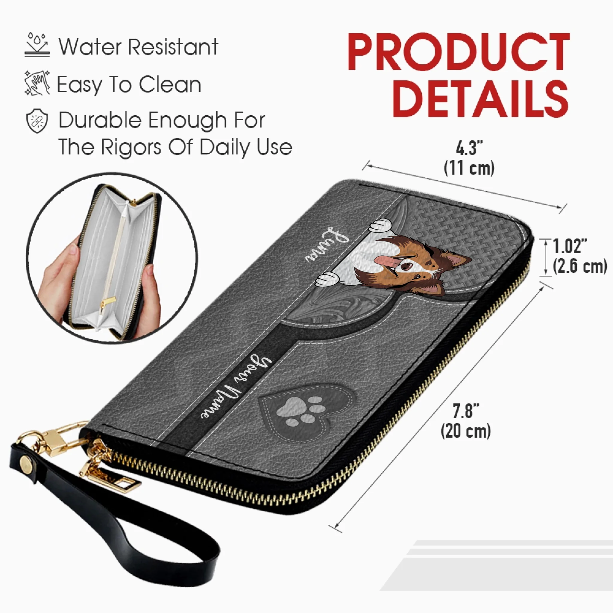 Personalized Pawprint Leather Wallets – Custom Gifts for Dog & Cat Owners | 89Prints