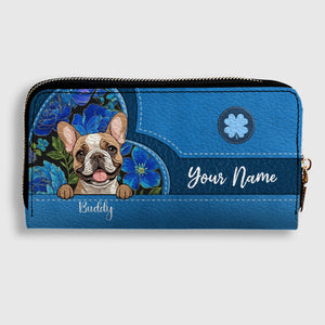 Floral Pawprint Leather Wallet – Personalized Gift for Pet Lovers | 89Prints