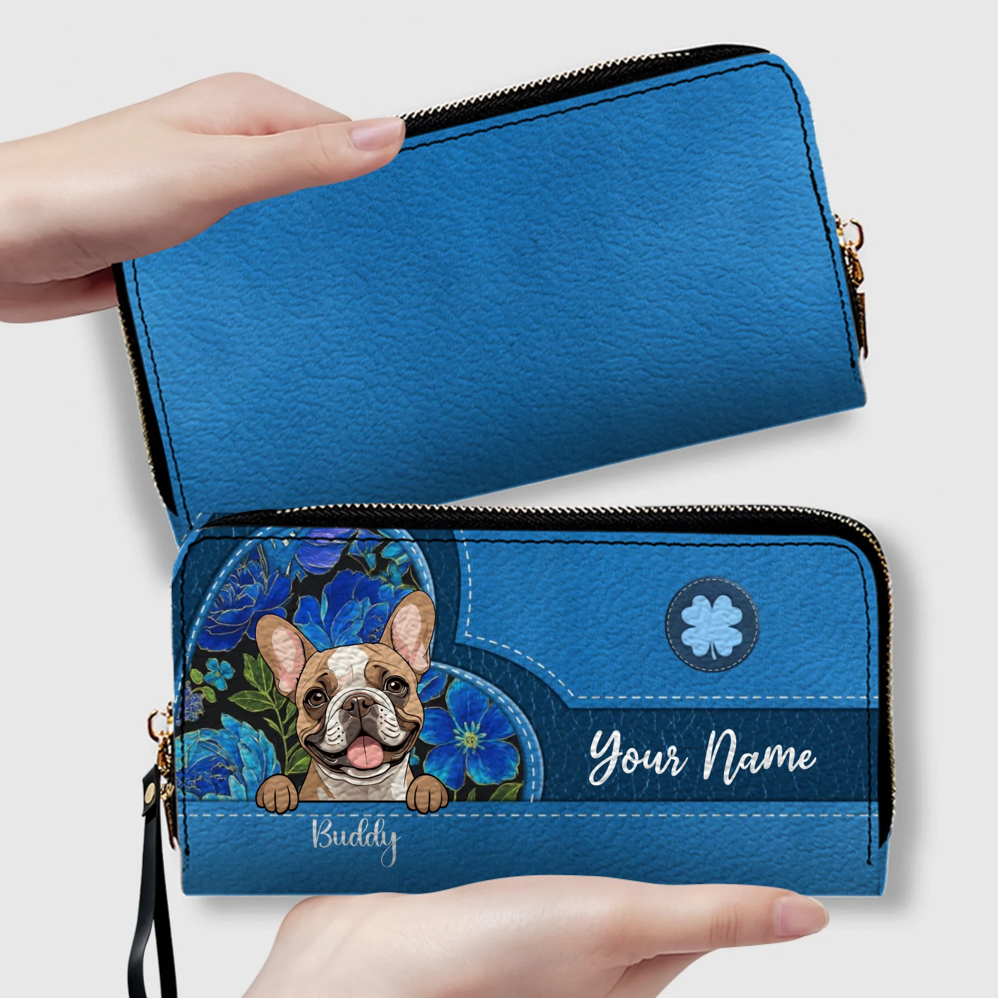 Floral Pawprint Leather Wallet – Personalized Gift for Pet Lovers | 89Prints