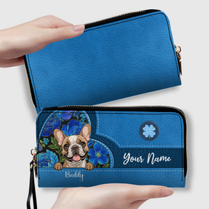 Floral Pawprint Leather Wallet – Personalized Gift for Pet Lovers | 89Prints