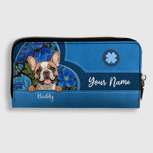 Floral Pawprint Leather Wallet – Personalized Gift for Pet Lovers | 89Prints