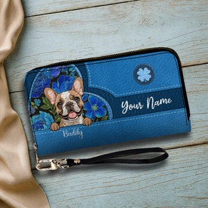 Floral Pawprint Leather Wallet – Personalized Gift for Pet Lovers | 89Prints