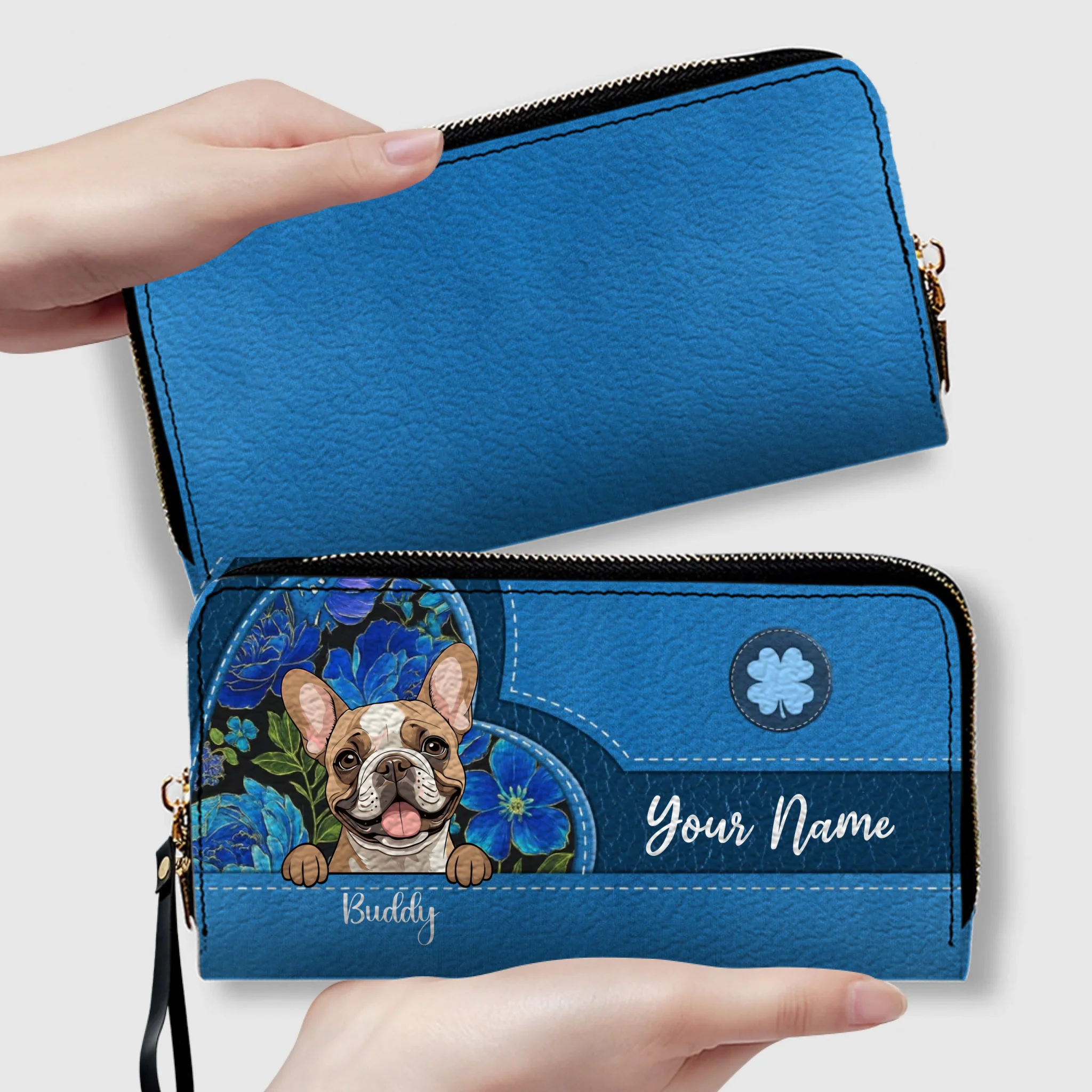Floral Pawprint Leather Wallet – Personalized Gift for Pet Lovers | 89Prints