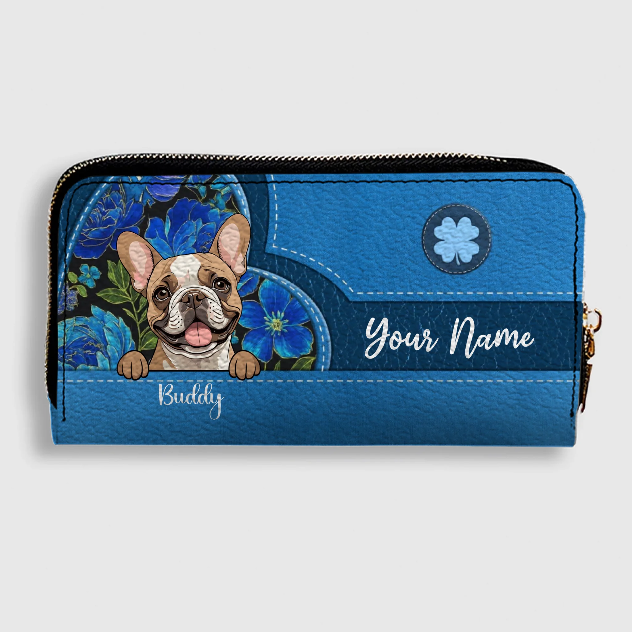 Floral Pawprint Leather Wallet – Personalized Gift for Pet Lovers | 89Prints