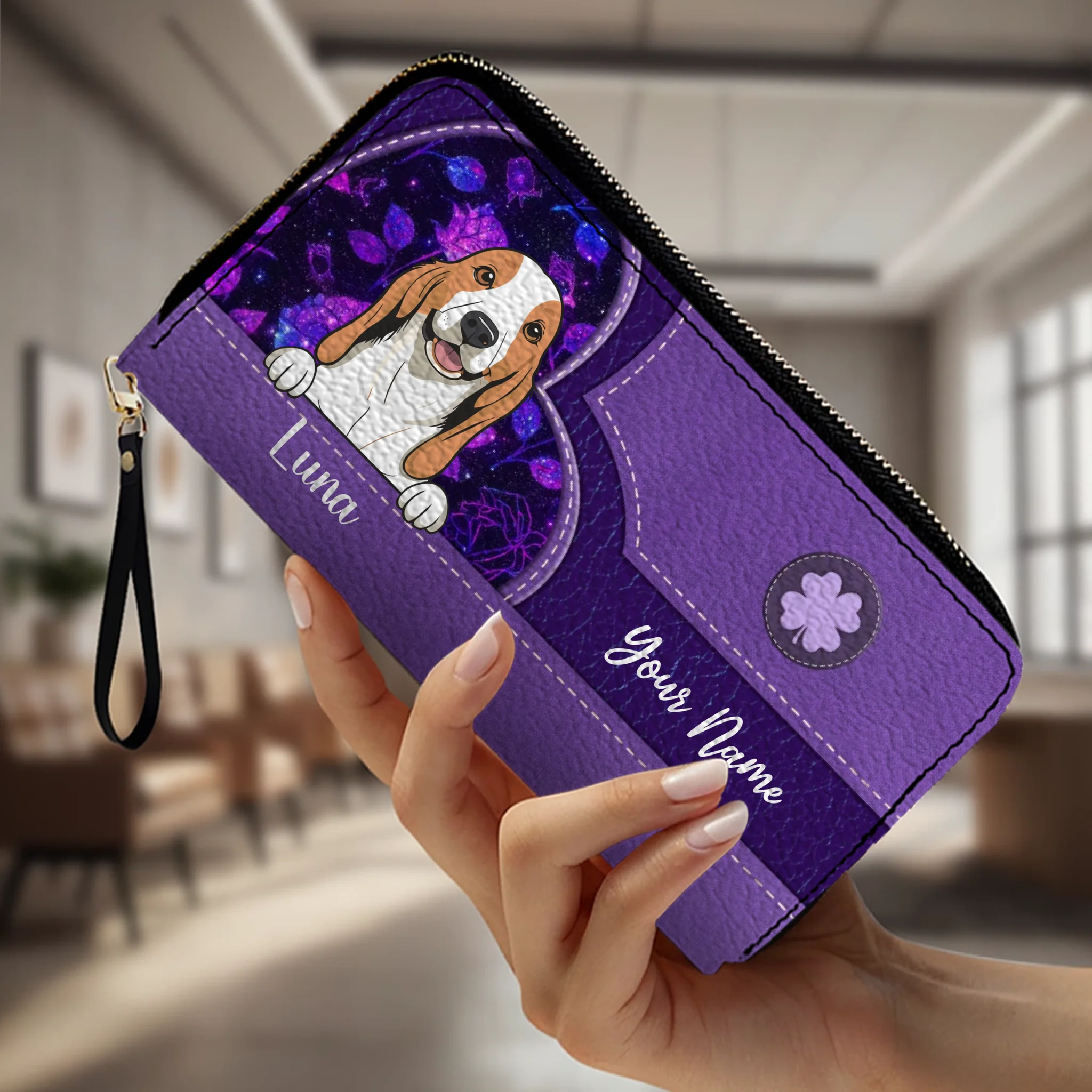 Vintage Floral Pattern Leather Wallet – Customized Gift | 89Prints