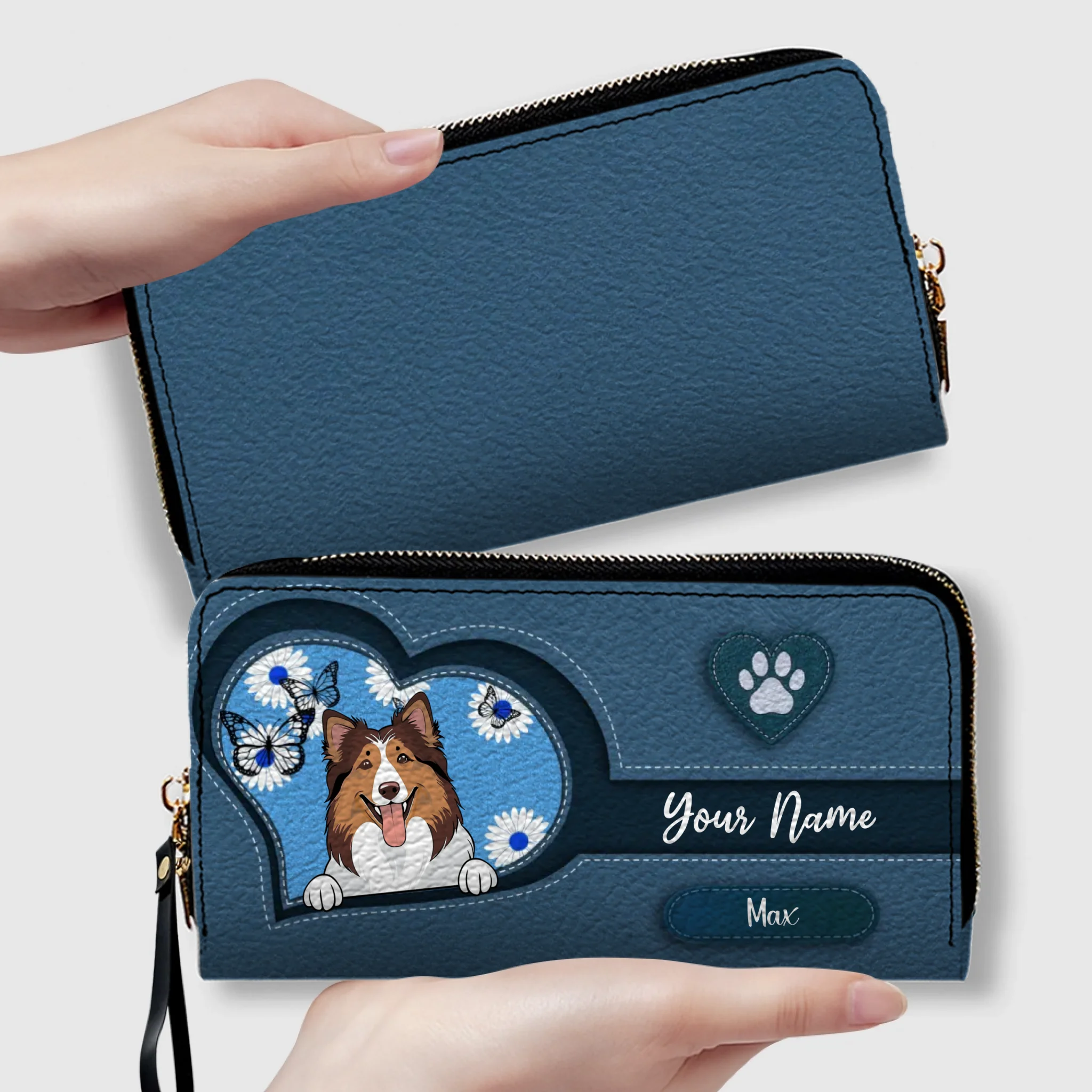 Custom Pet Sketch Wallet – Personalized Dog & Cat Line Art Wallet | 89Prints
