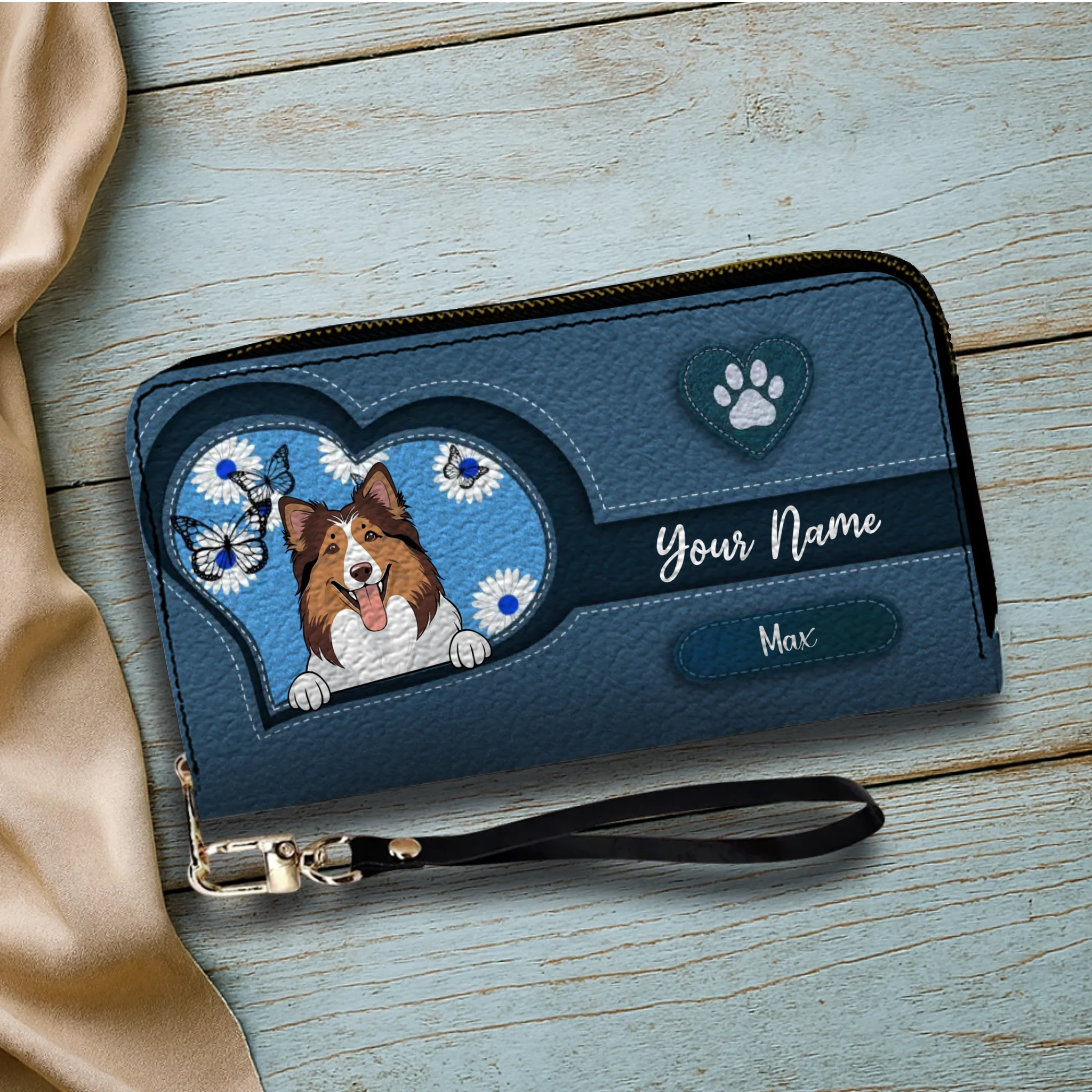 Custom Pet Sketch Wallet – Personalized Dog & Cat Line Art Wallet | 89Prints