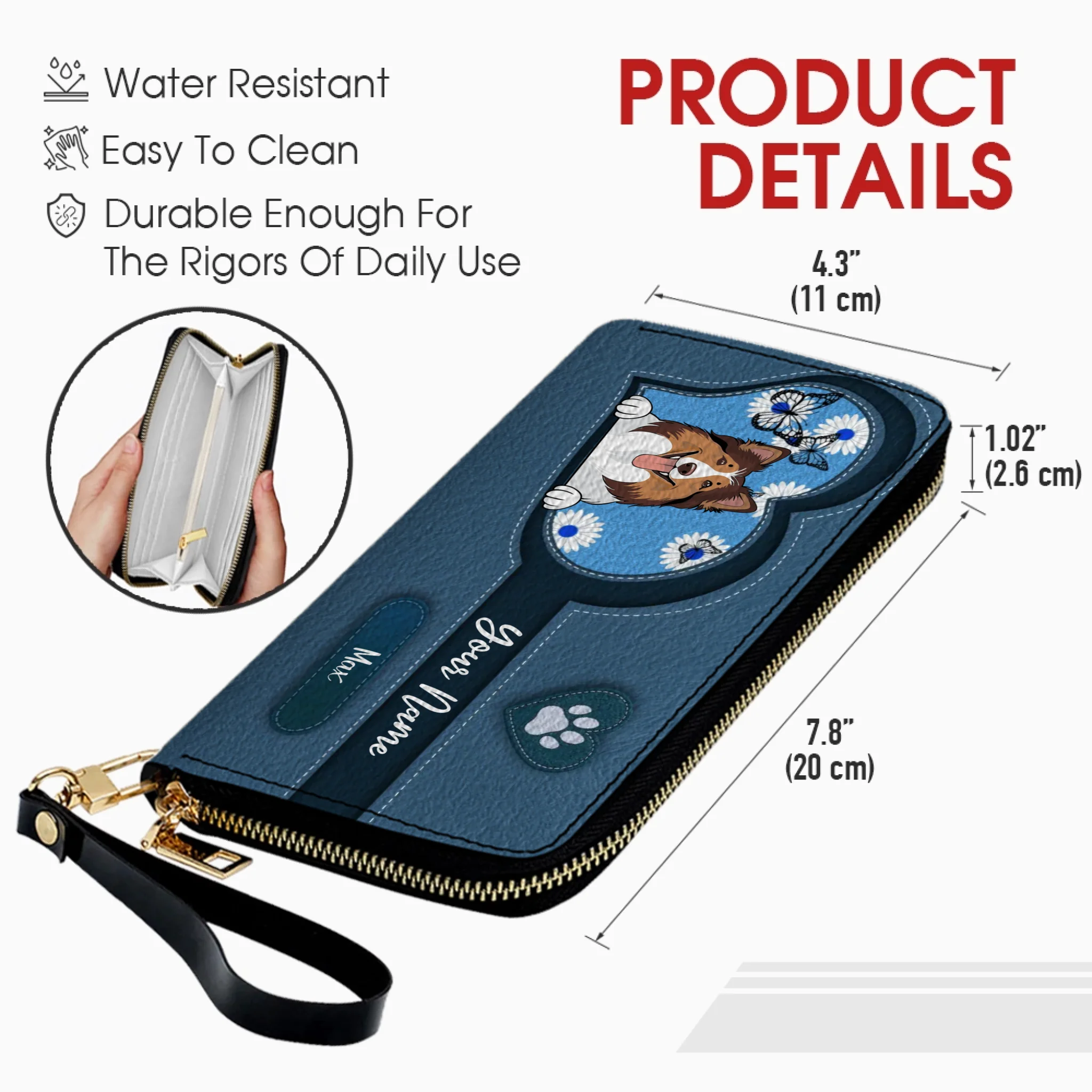 Custom Pet Sketch Wallet – Personalized Dog & Cat Line Art Wallet | 89Prints