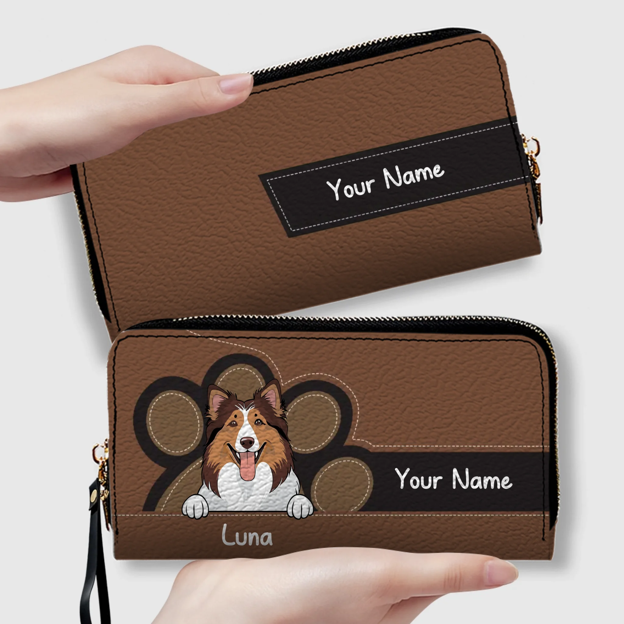 Customized Dog Paw Print Wallet – Add Your Pet’s Name & Art - Dog Presents for Humans - 89Prints