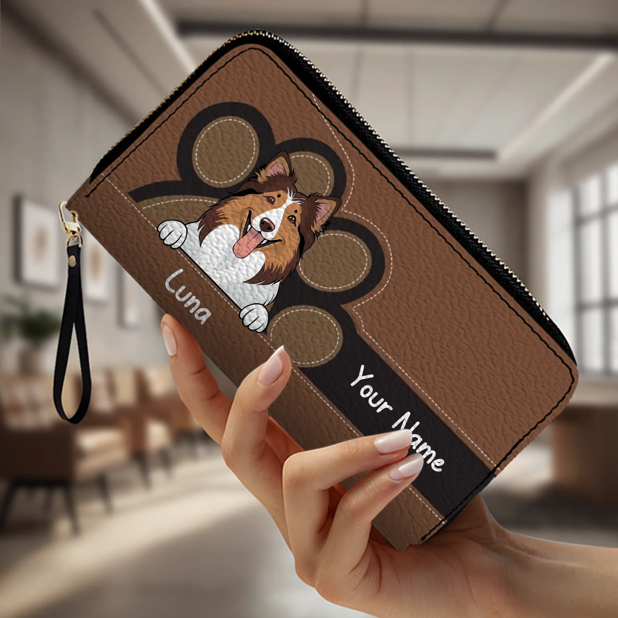 Customized Dog Paw Print Wallet – Add Your Pet’s Name & Art - Dog Presents for Humans - 89Prints