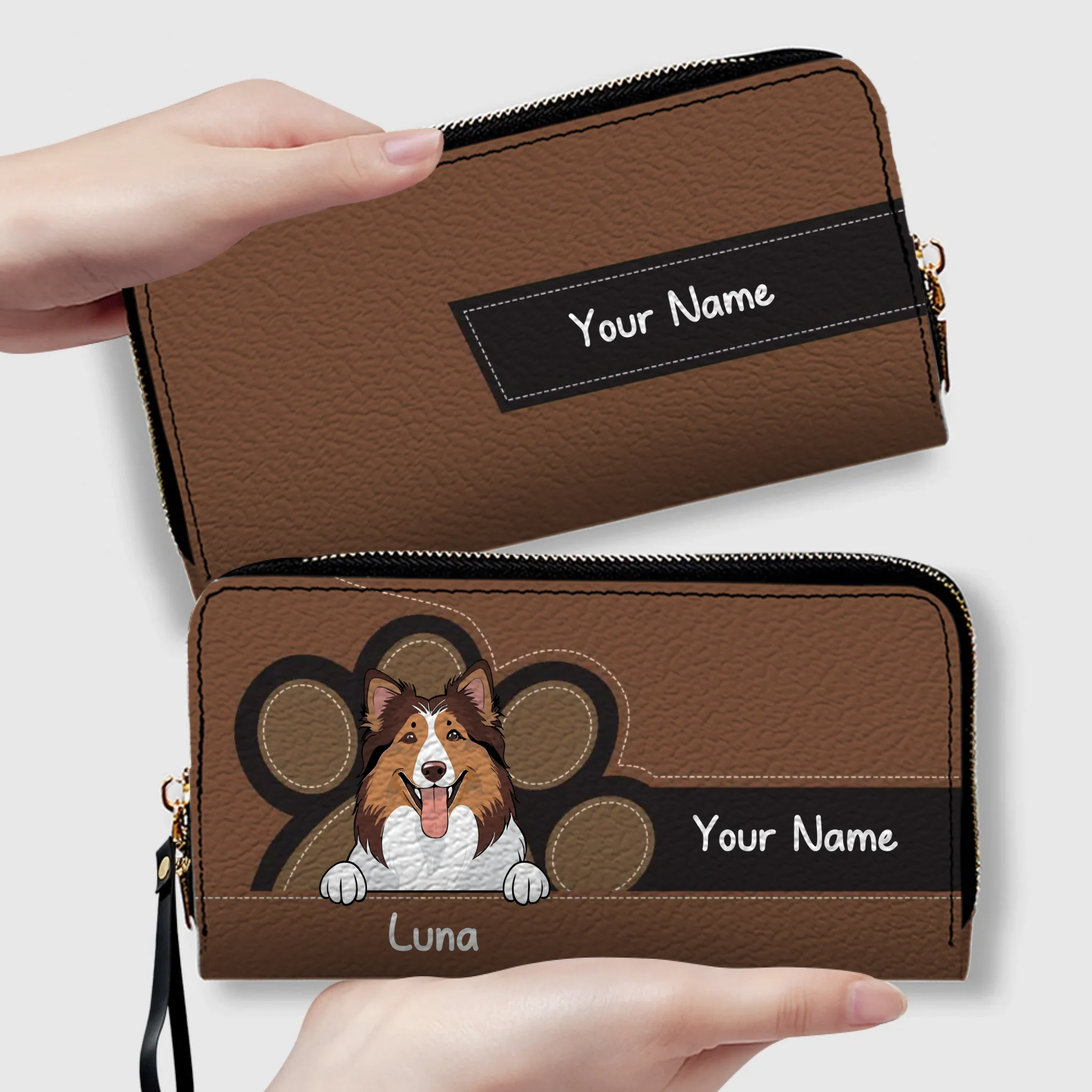 Customized Dog Paw Print Wallet – Add Your Pet’s Name & Art - Dog Presents for Humans - 89Prints
