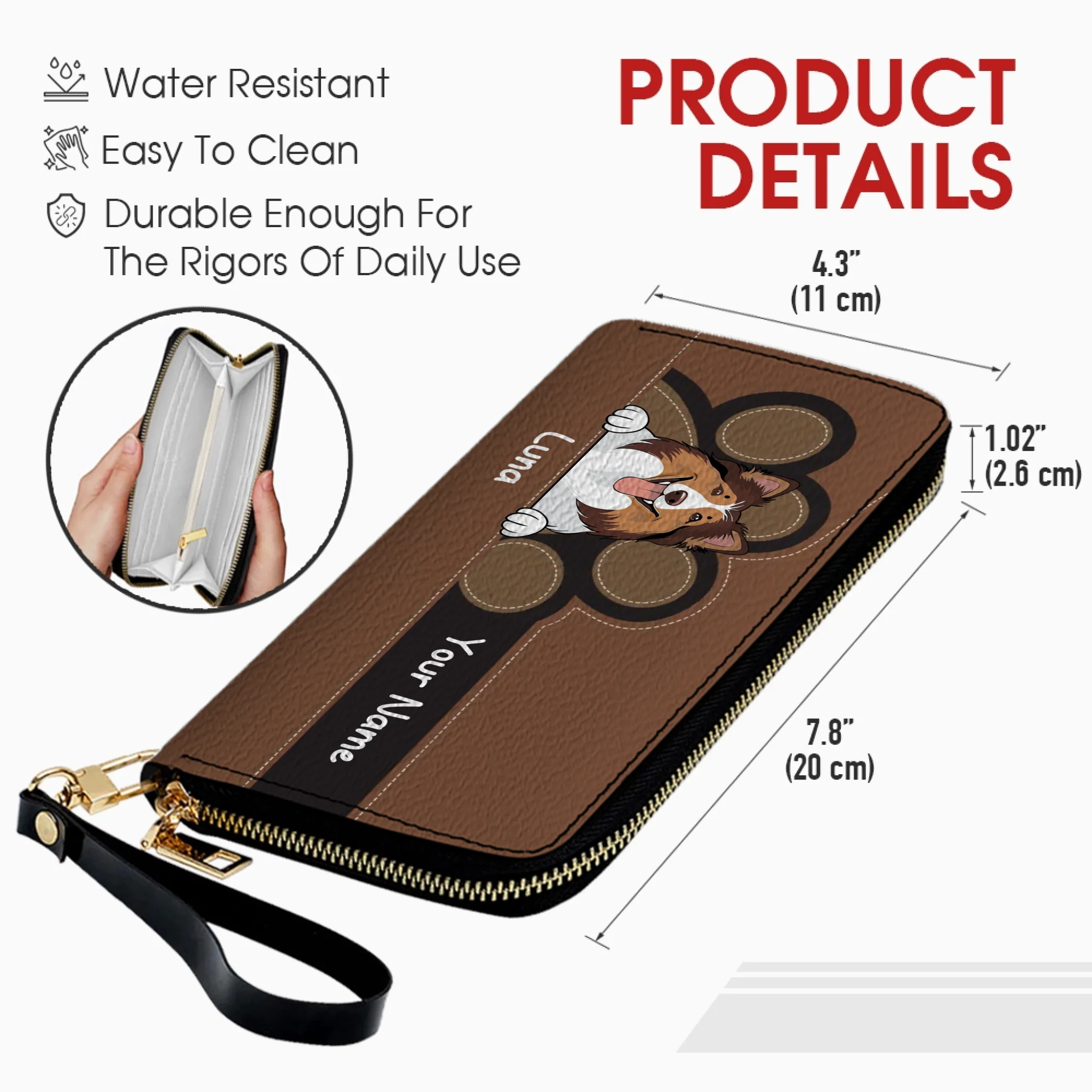 Customized Dog Paw Print Wallet – Add Your Pet’s Name & Art - Dog Presents for Humans - 89Prints