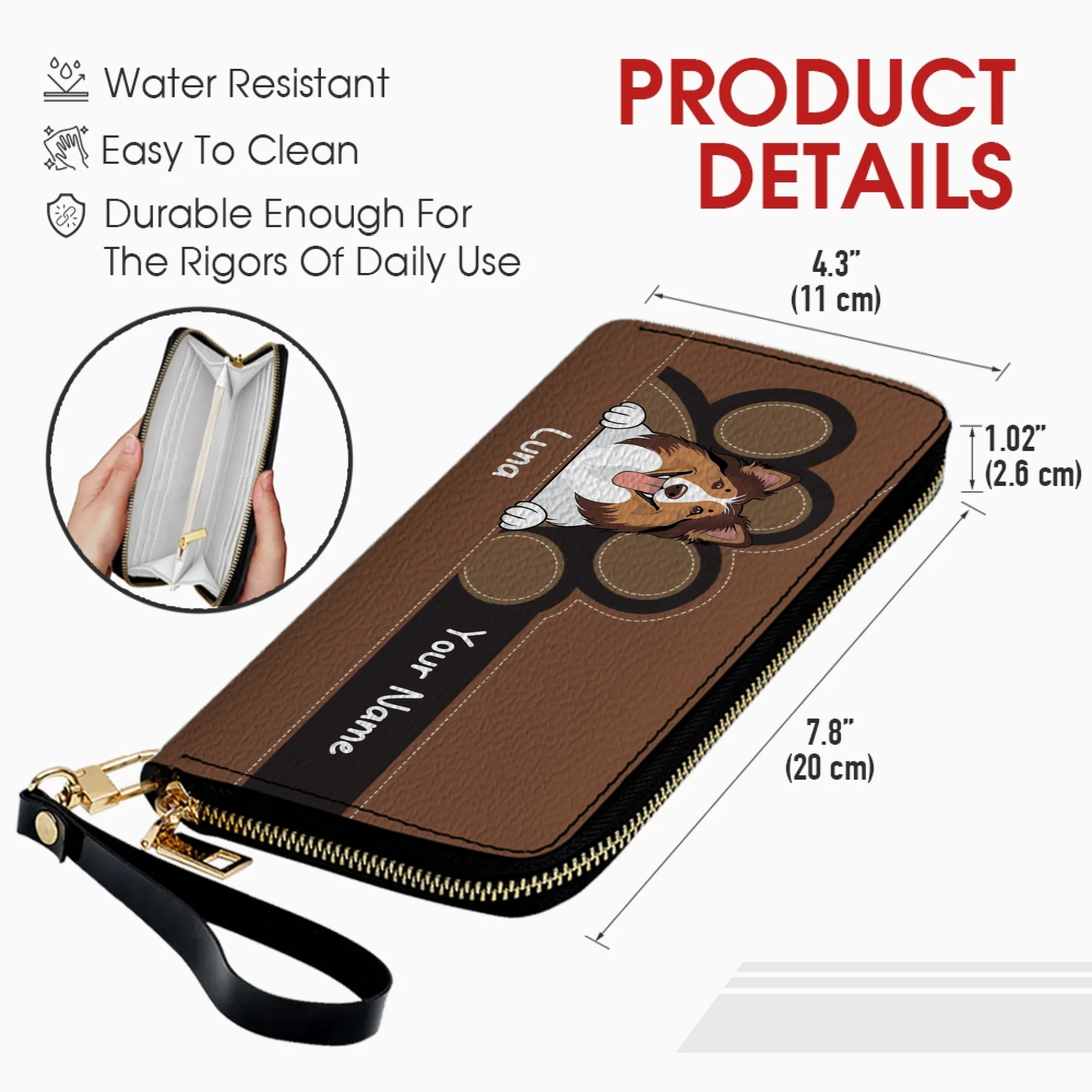 Customized Dog Paw Print Wallet – Add Your Pet’s Name & Art - Dog Presents for Humans - 89Prints