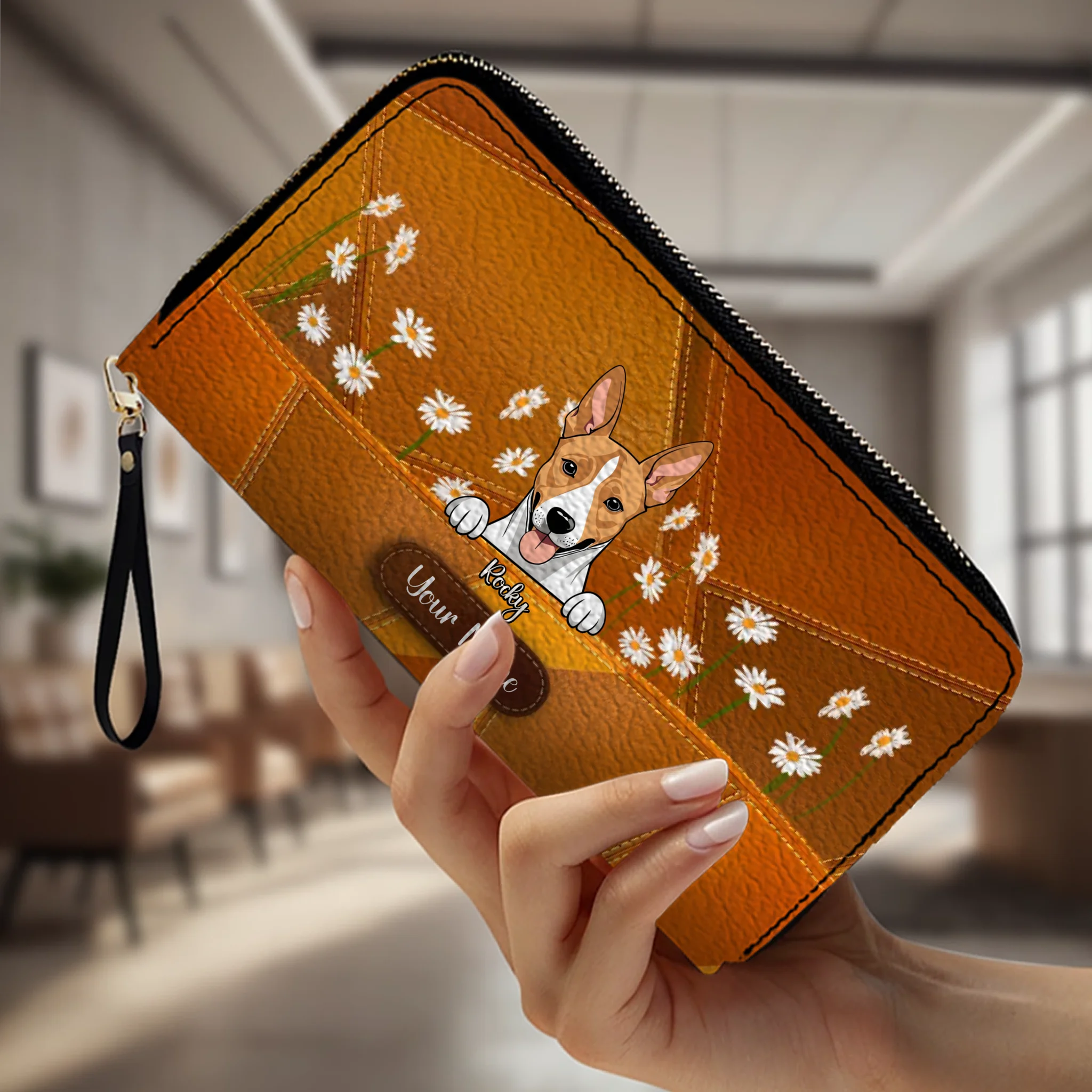 Floral Personalized Pet Wallet – Custom Dog & Cat Portrait with Flowers | 89Prints