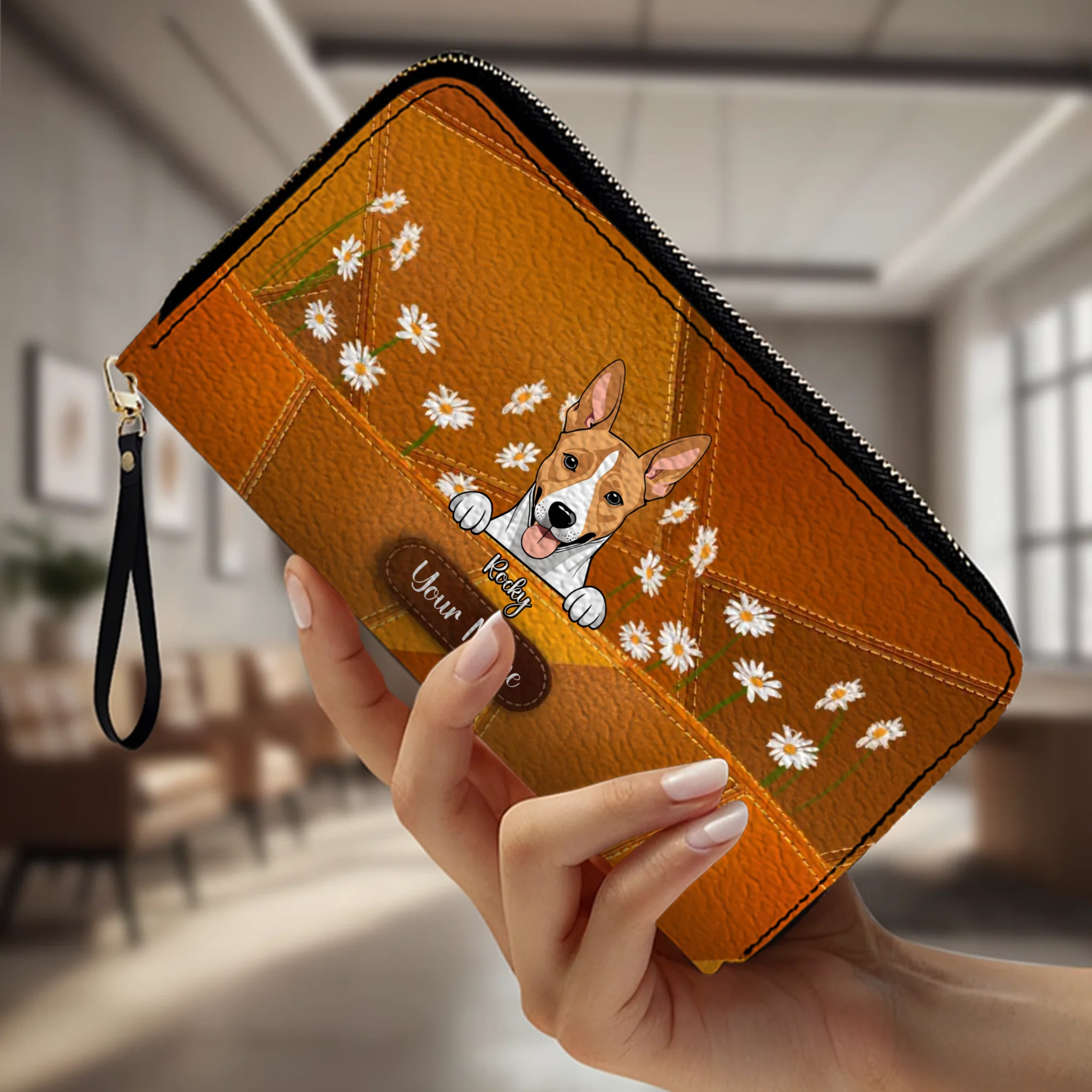 Floral Personalized Pet Wallet – Custom Dog & Cat Portrait with Flowers | 89Prints