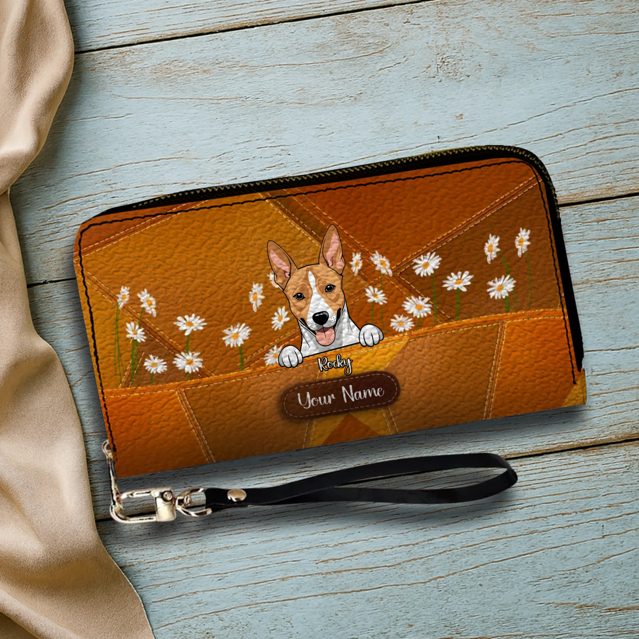 Floral Personalized Pet Wallet – Custom Dog & Cat Portrait with Flowers | 89Prints