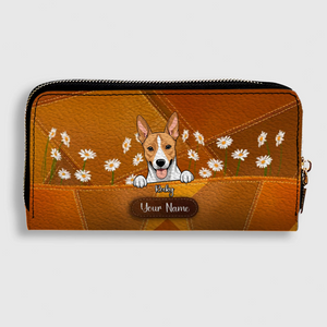 Floral Personalized Pet Wallet – Custom Dog & Cat Portrait with Flowers | 89Prints