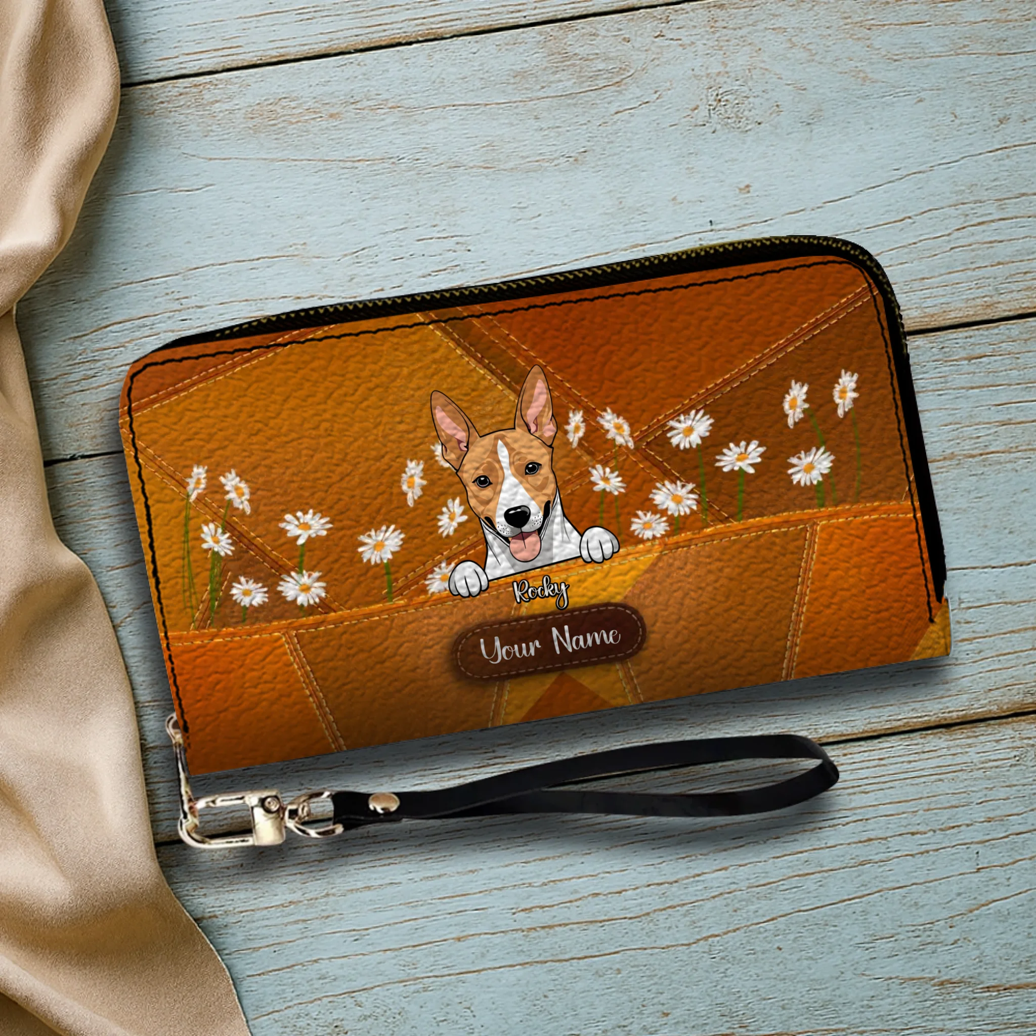 Floral Personalized Pet Wallet – Custom Dog & Cat Portrait with Flowers | 89Prints