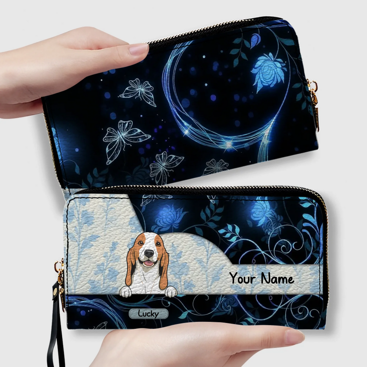 Custom Wallet With Dogs  - Watercolor Floral Pet Wallet For People With Dogs - 89Prints