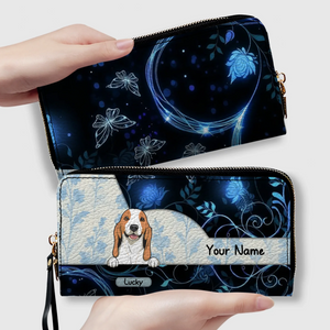 Custom Wallet With Dogs  - Watercolor Floral Pet Wallet For People With Dogs - 89Prints
