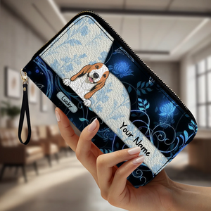 Custom Wallet With Dogs  - Watercolor Floral Pet Wallet For People With Dogs - 89Prints