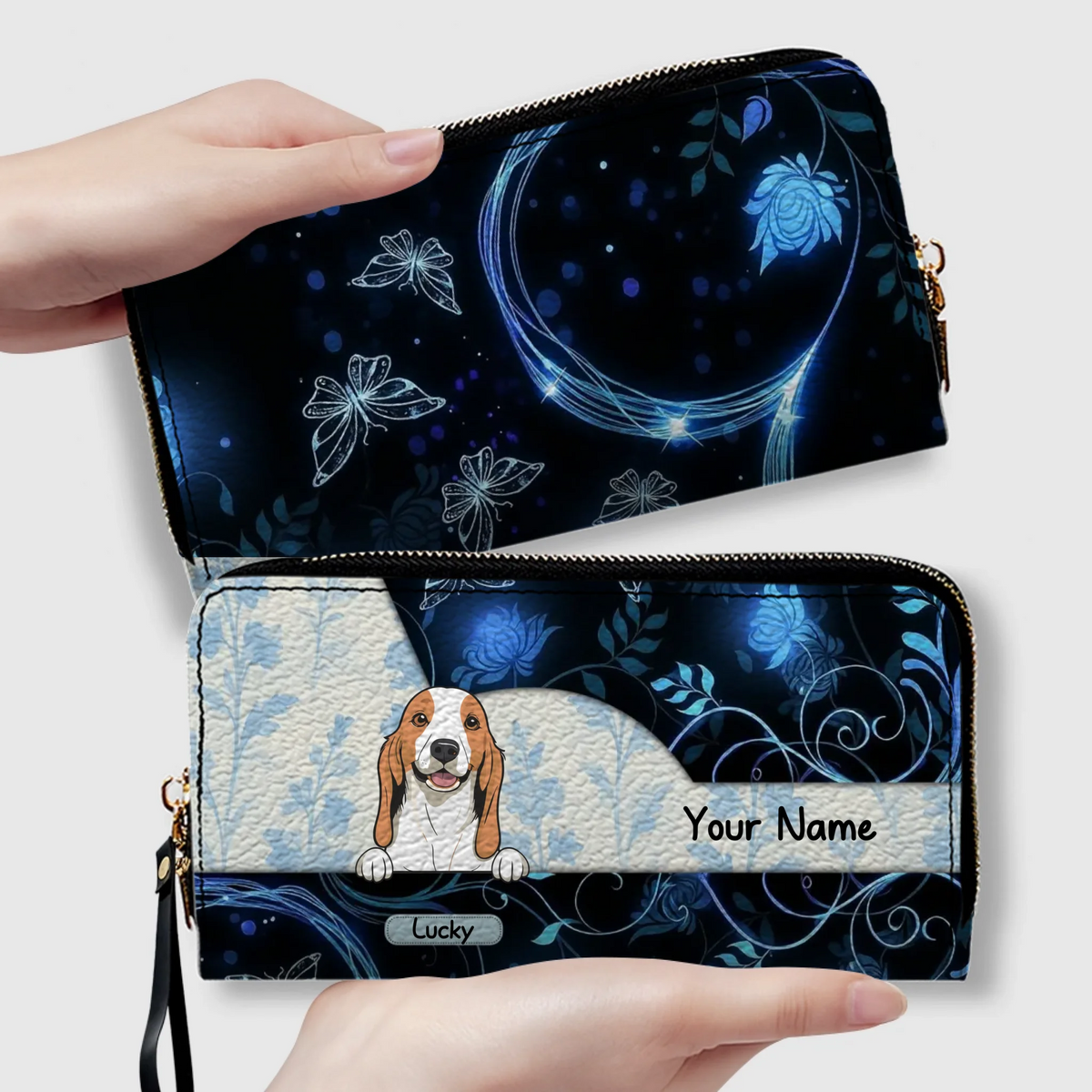 Custom Wallet With Dogs  - Watercolor Floral Pet Wallet For People With Dogs - 89Prints
