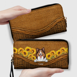 Sunflower Pet Wallet – Personalized Multi-Pet Design with Custom Name | 89Prints