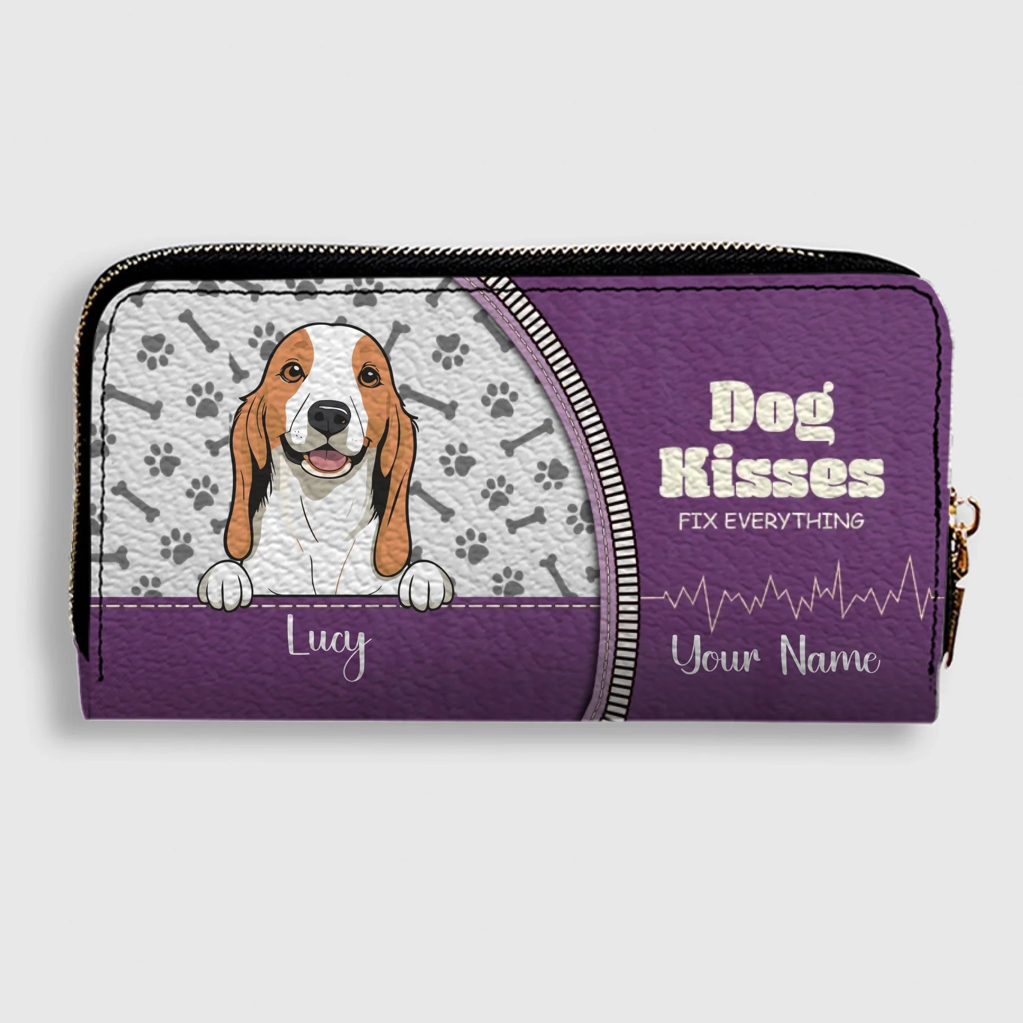 Personalized Dog Wallet – Dog Peeking From Zipper Pocket Wallet For New Dog Moms - 89Prints